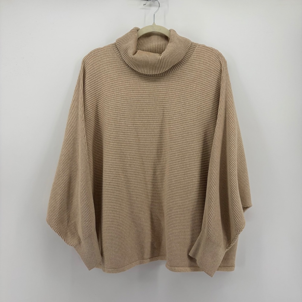 Old Navy Womens XXL Beige Turtleneck Ribbed Dolman Sleeve Poncho Sweater
